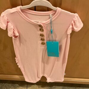 Posh Peanut Pink Ruffled Shirts Romper